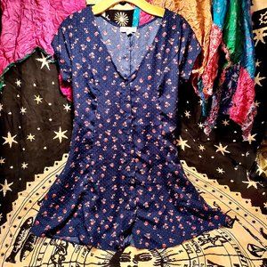 🍄 Sorad Floral Polka Dot Boho Grunge Mini Dress🌙